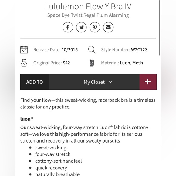 Lululemon Power Y Bra IV Size 12 - Picture 9 of 11